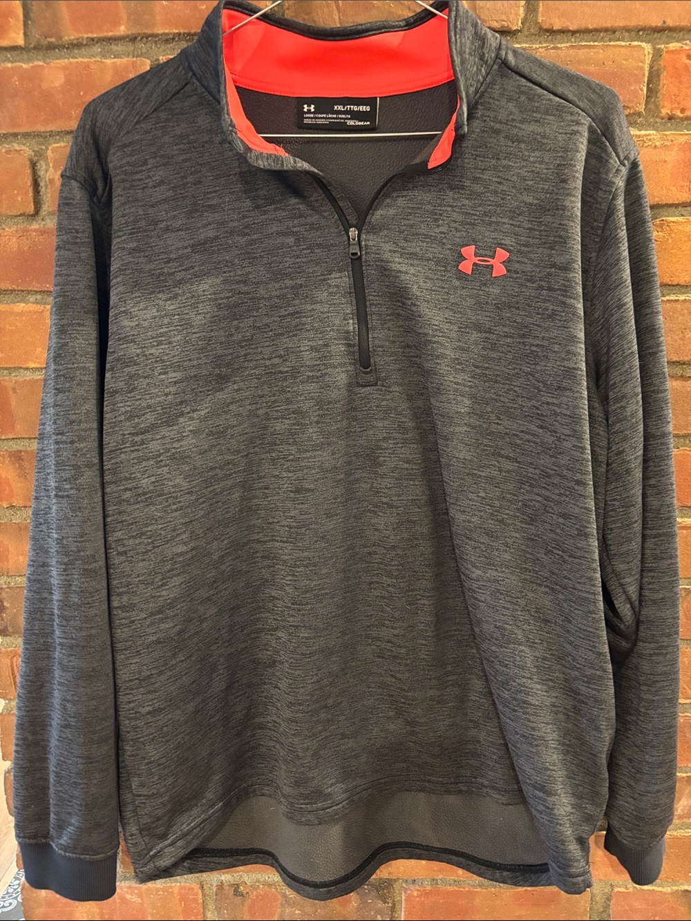 Under Armour Dark Gray Quarter-Zip Pullover with Coral Accents